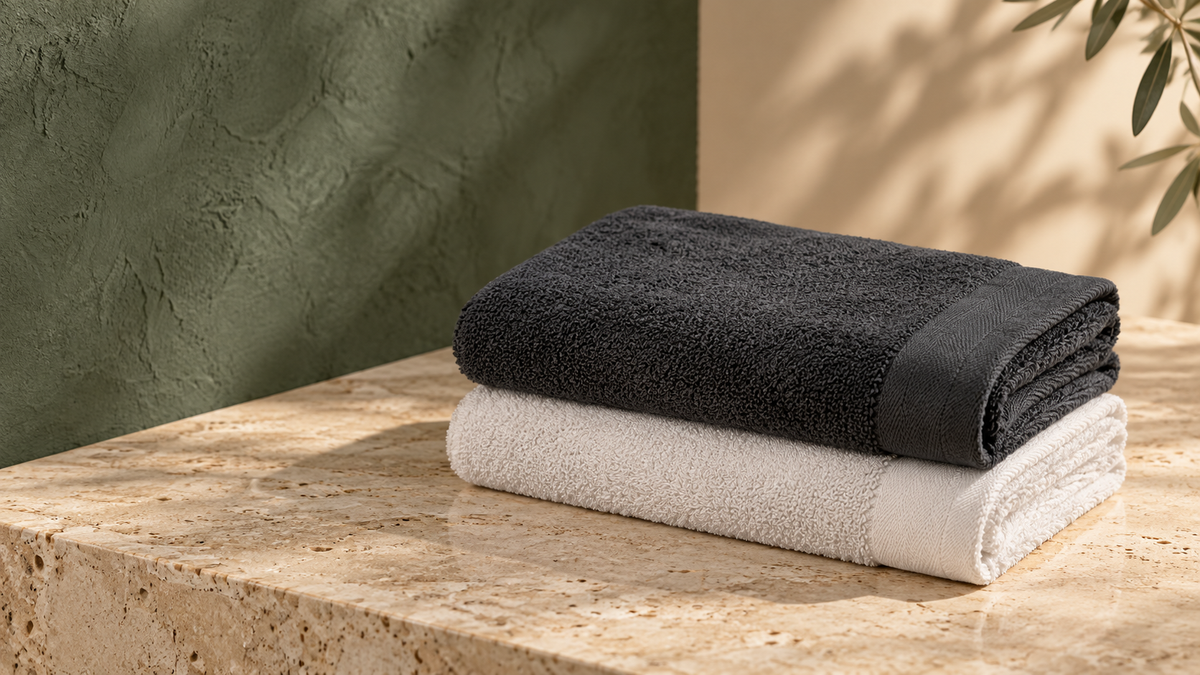 Witte en antraciet Walra Soft Cotton handdoeken