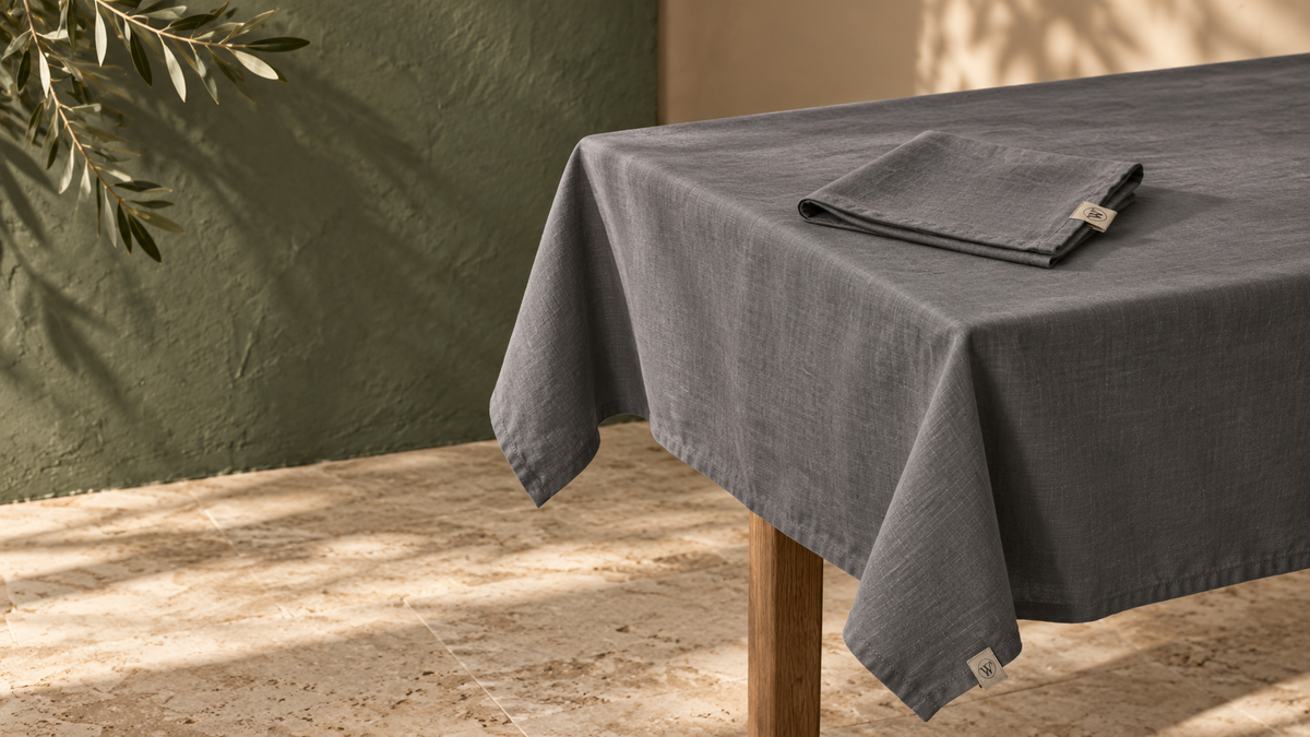 Grijs Walra Lovely Linen tafelkleed en servet