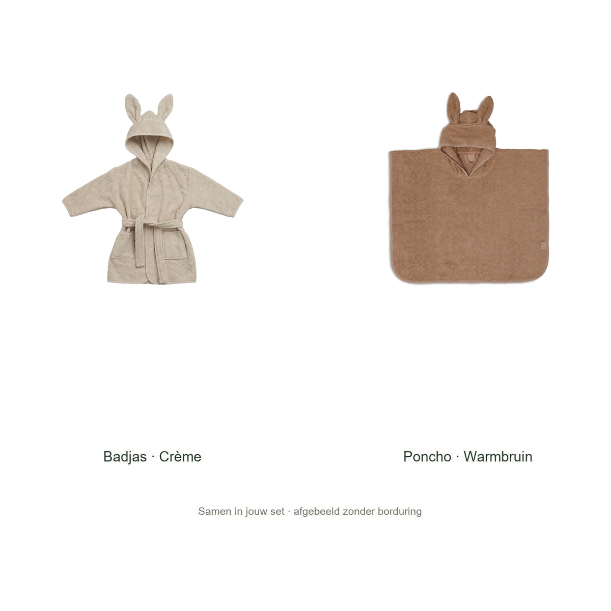 Jollein kinderbadset, originele blanco badjas en poncho zonder voorbeeldborduring