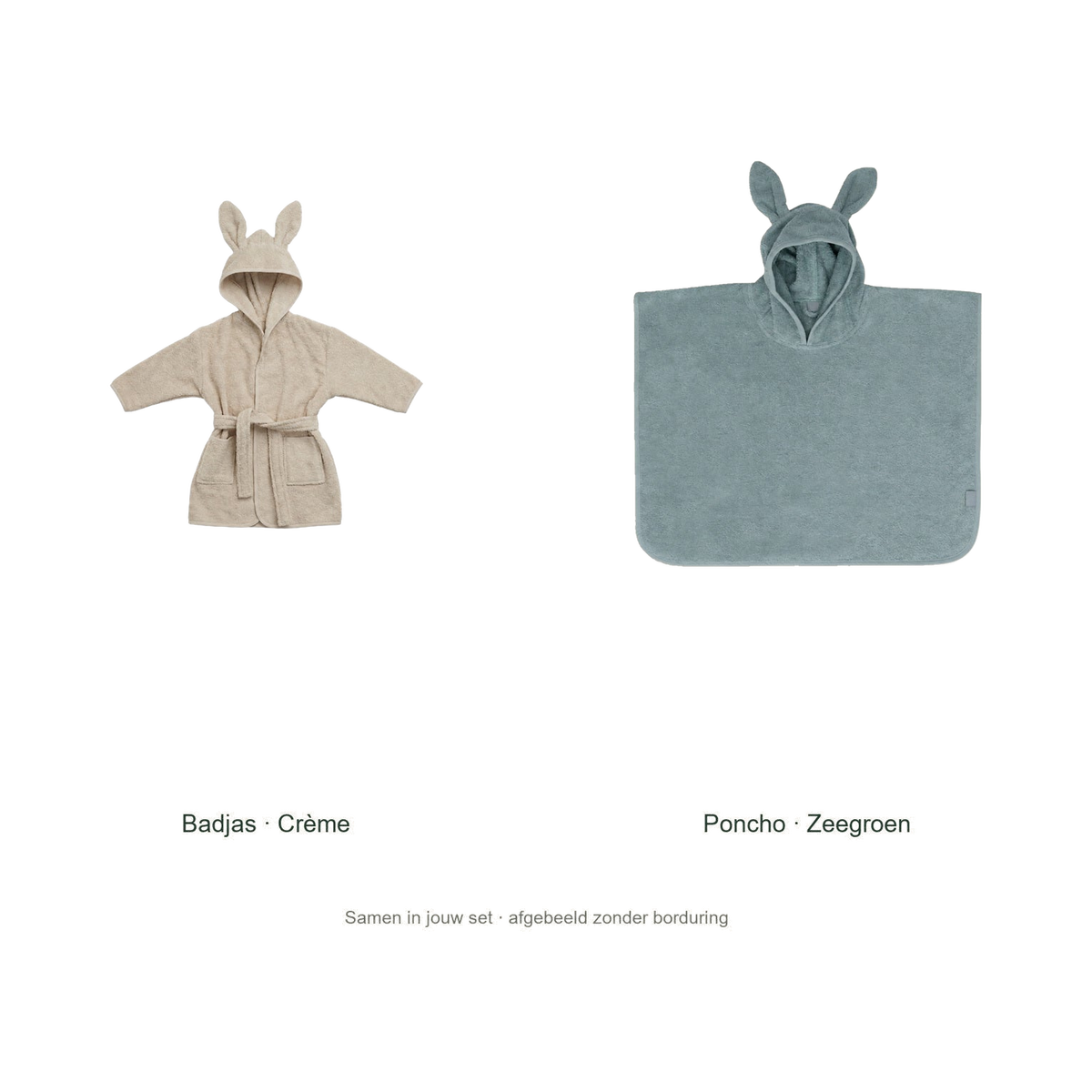 Jollein kinderbadset, originele blanco badjas en poncho zonder voorbeeldborduring