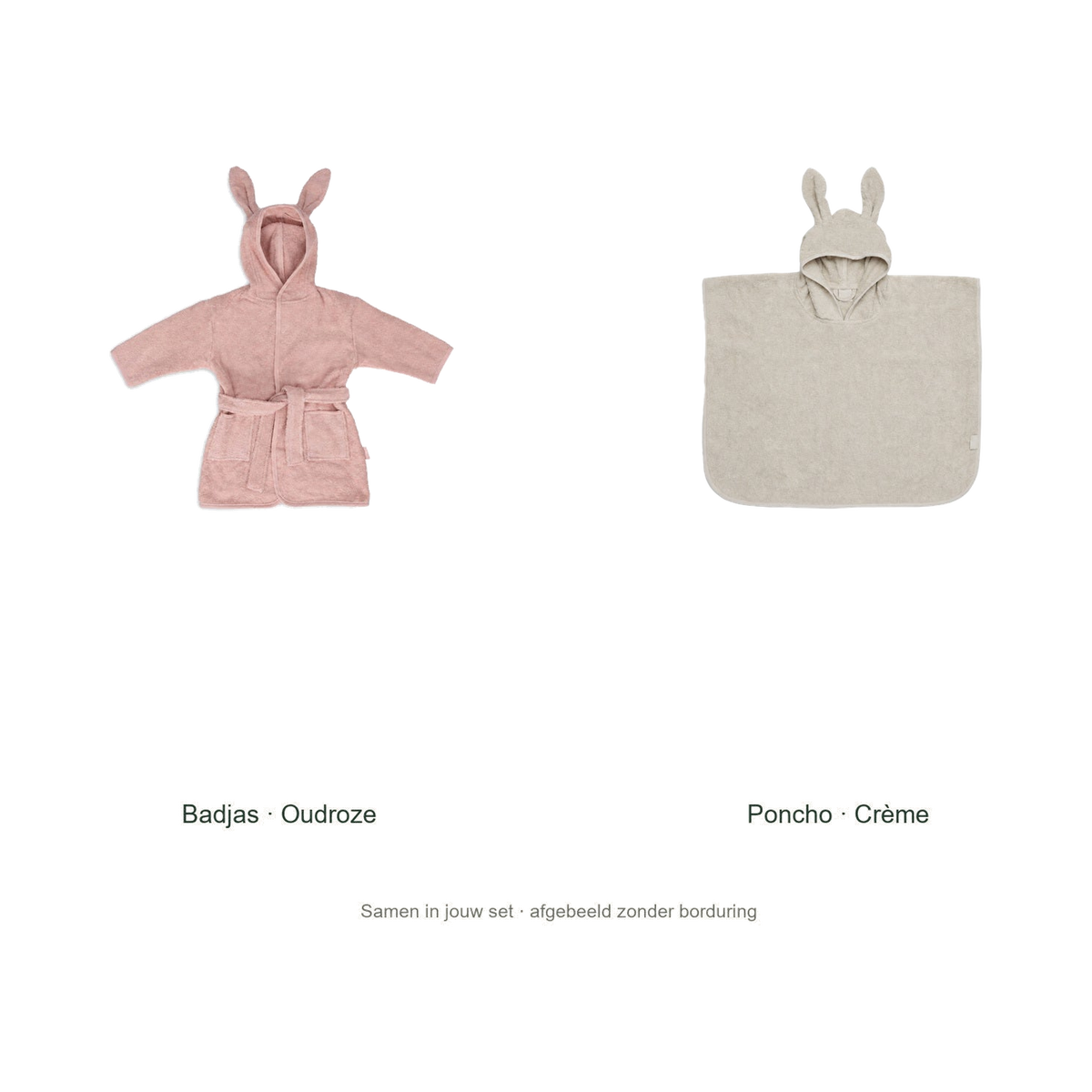 Jollein kinderbadset, originele blanco badjas en poncho zonder voorbeeldborduring