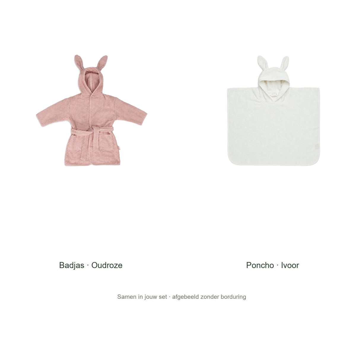Jollein kinderbadset, originele blanco badjas en poncho zonder voorbeeldborduring