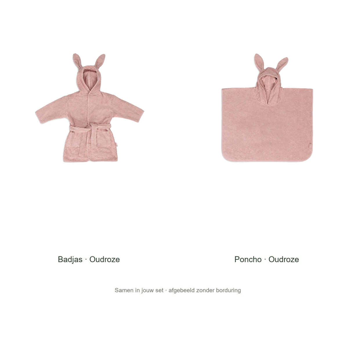 Jollein kinderbadset, originele blanco badjas en poncho zonder voorbeeldborduring