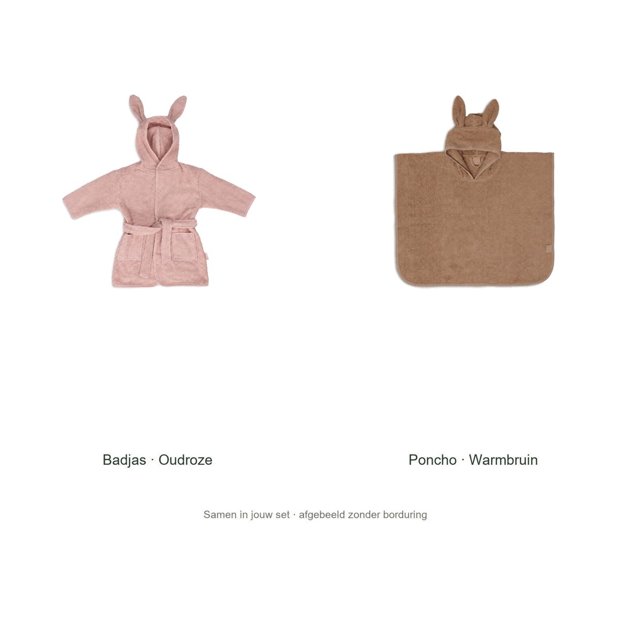 Jollein kinderbadset, originele blanco badjas en poncho zonder voorbeeldborduring