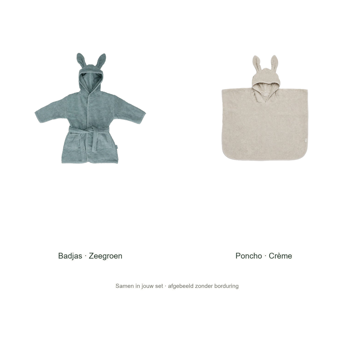 Jollein kinderbadset, originele blanco badjas en poncho zonder voorbeeldborduring