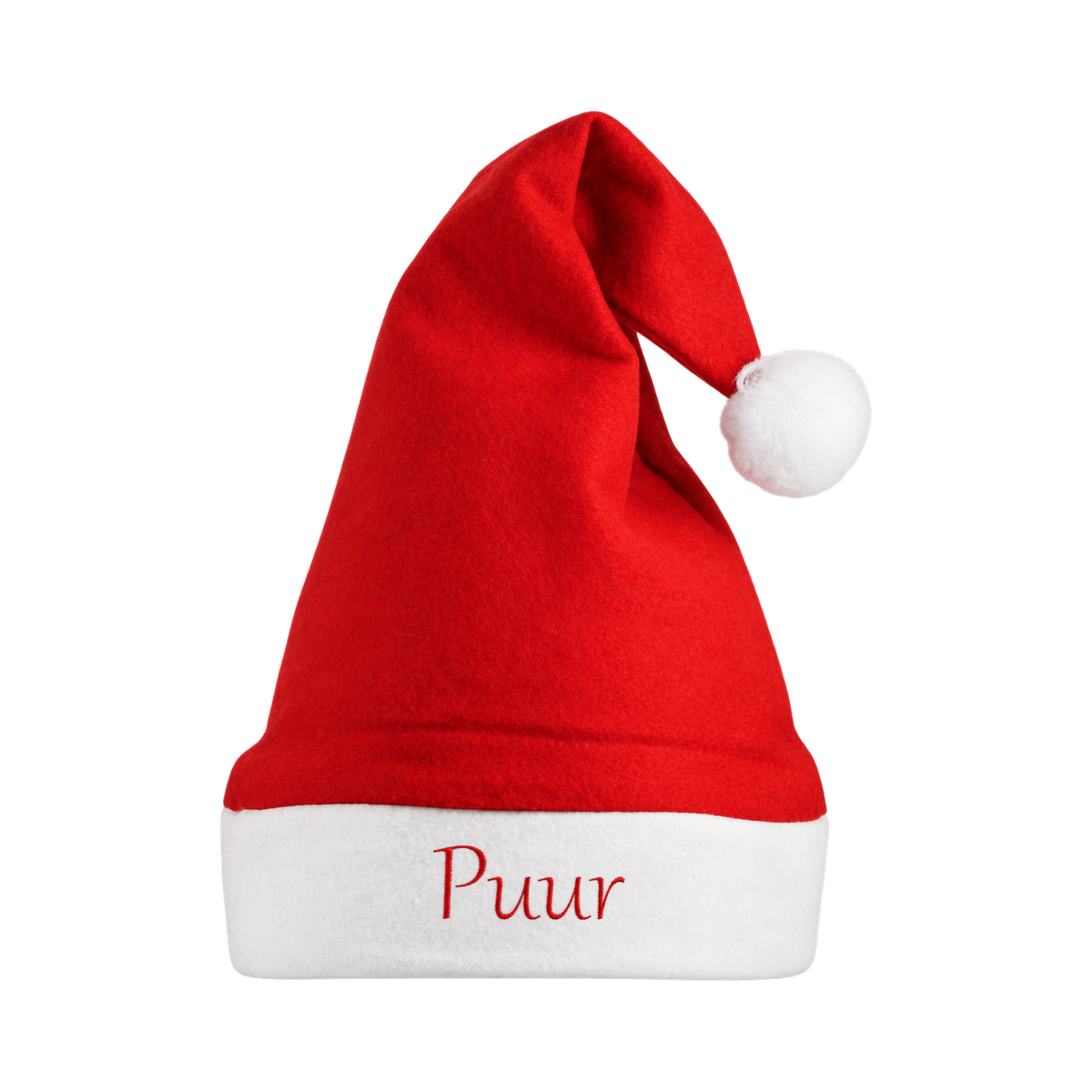 Rode kerstmuts met Puur in fijne rode Gabriola-borduring
