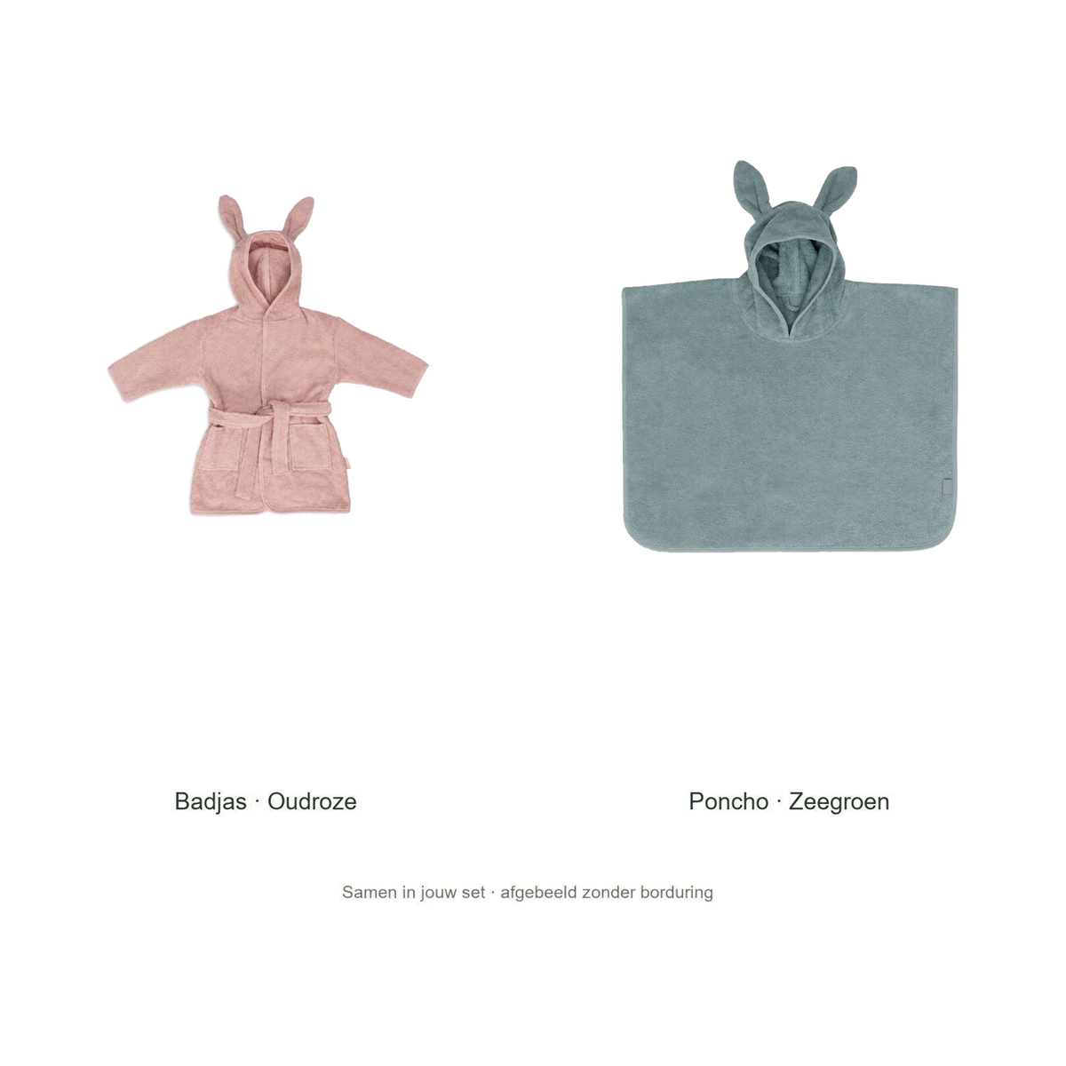 Jollein kinderbadset, originele blanco badjas en poncho zonder voorbeeldborduring