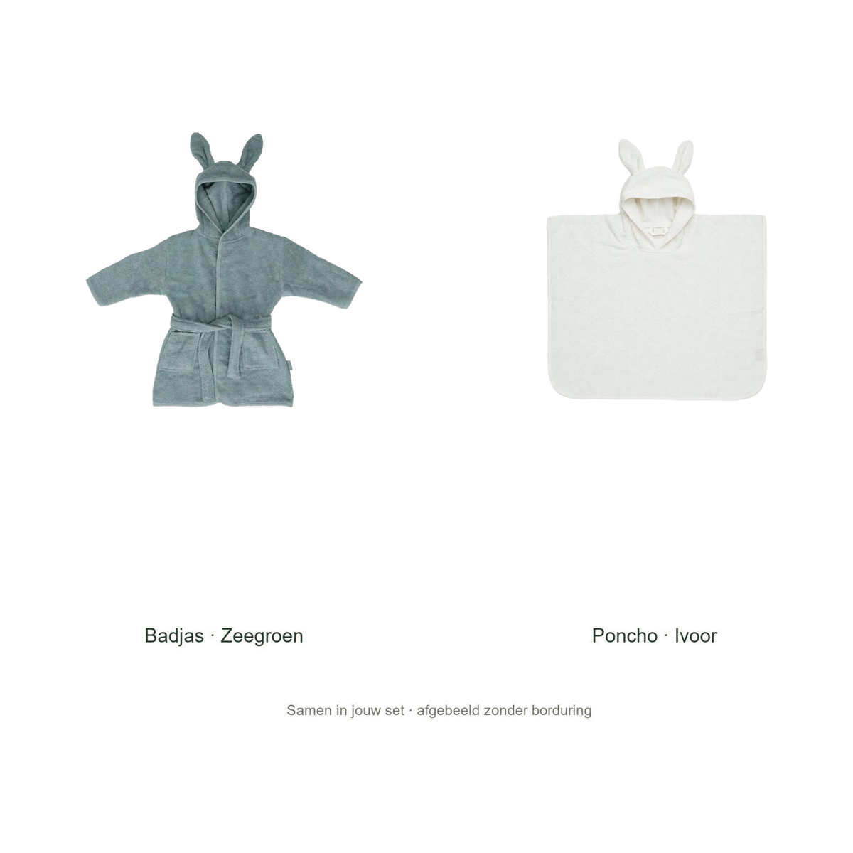 Jollein kinderbadset, originele blanco badjas en poncho zonder voorbeeldborduring