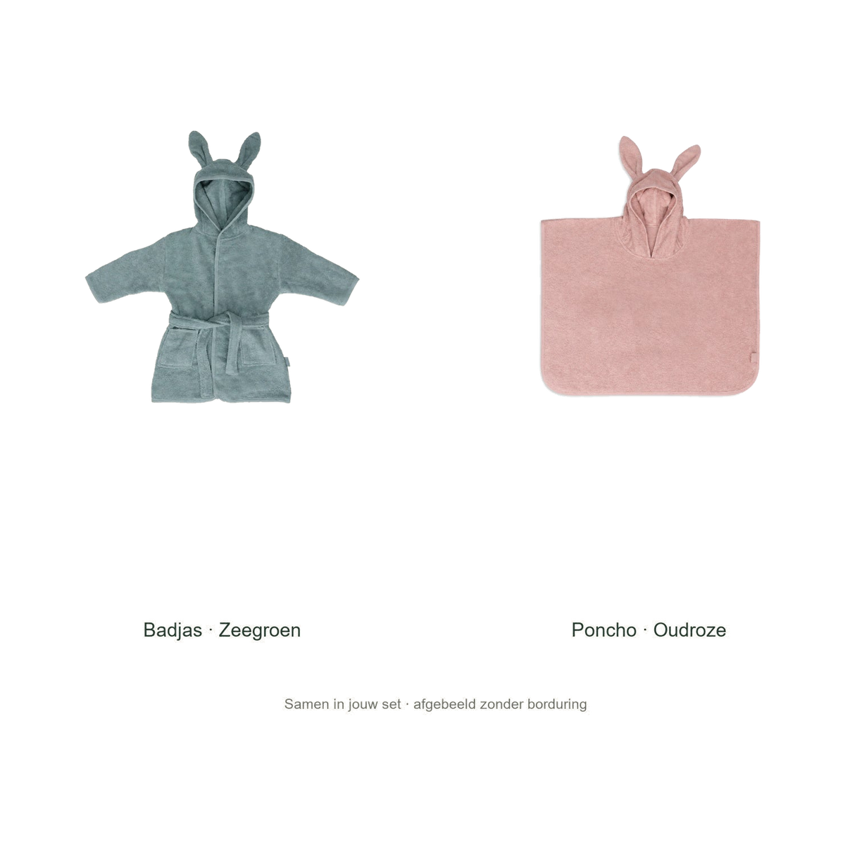 Jollein kinderbadset, originele blanco badjas en poncho zonder voorbeeldborduring