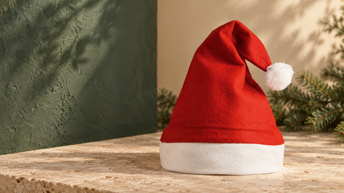 Rode kerstmuts met witte rand