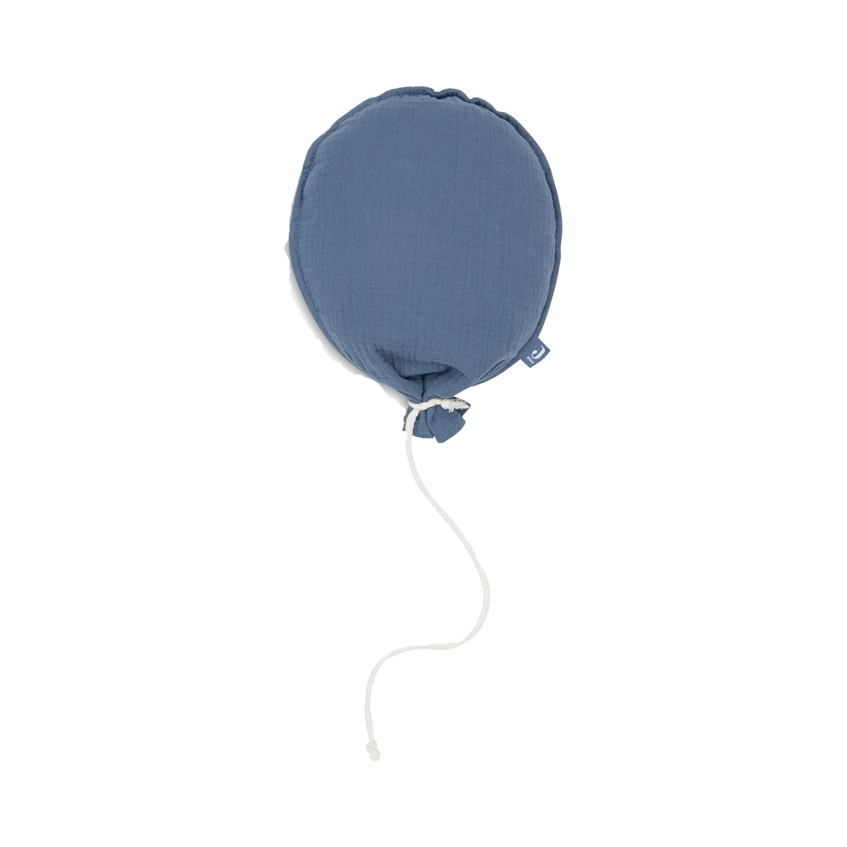 Stoffen decoratieballon met naam – Jeansblauw; afgebeeld zonder personalisatie.