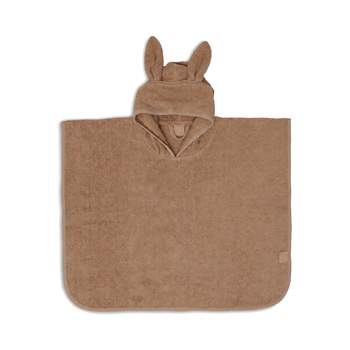 Badstof kinderponcho met naam – Warmbruin; afgebeeld zonder personalisatie.