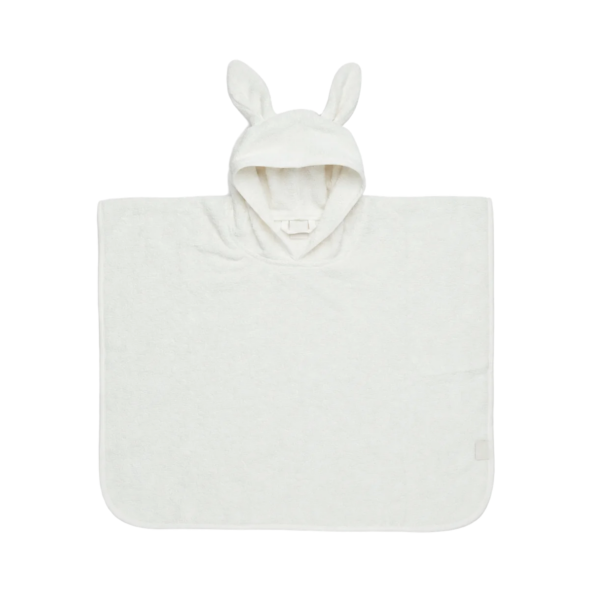 Badstof kinderponcho met naam – Ivoor; afgebeeld zonder personalisatie.